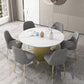 Glam 1/7 Pieces Dining Set Circular Stone Dining Table for Kitchen 7 Pieces: Table, 6 Grey Chairs Clearhalo 'Dining Room Sets' 'Dining Tables & Seating' 'dining_room_set' 'furn' 'furn_dining_room_set' 'Furniture' 'furniture_dining_room_set' 'Kitchen & Dining Furniture' 4854970