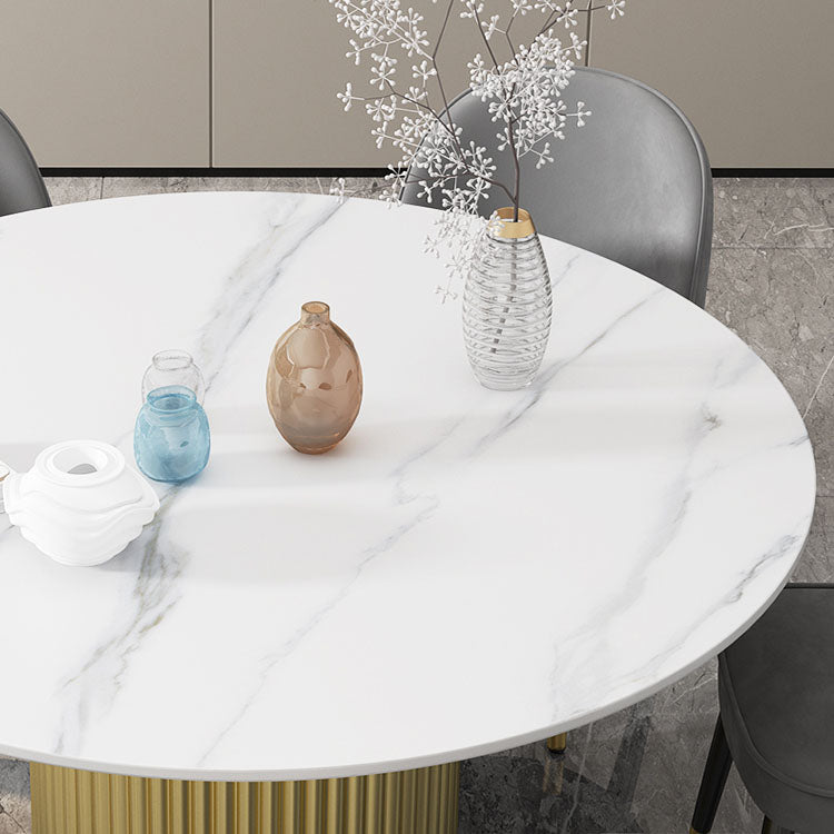 Glam 1/7 Pieces Dining Set Circular Stone Dining Table for Kitchen Clearhalo 'Dining Room Sets' 'Dining Tables & Seating' 'dining_room_set' 'furn' 'furn_dining_room_set' 'Furniture' 'furniture_dining_room_set' 'Kitchen & Dining Furniture' 4854977