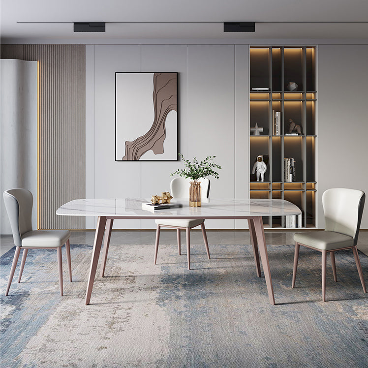 Designer Style Sintered Stone Dining Set 1/4/7 Pieces Rectangle Dining Table with Chairs Clearhalo 'Dining Room Sets' 'Dining Tables & Seating' 'dining_room_set' 'furn' 'furn_dining_room_set' 'Furniture' 'furniture_dining_room_set' 'Kitchen & Dining Furniture' 4854993