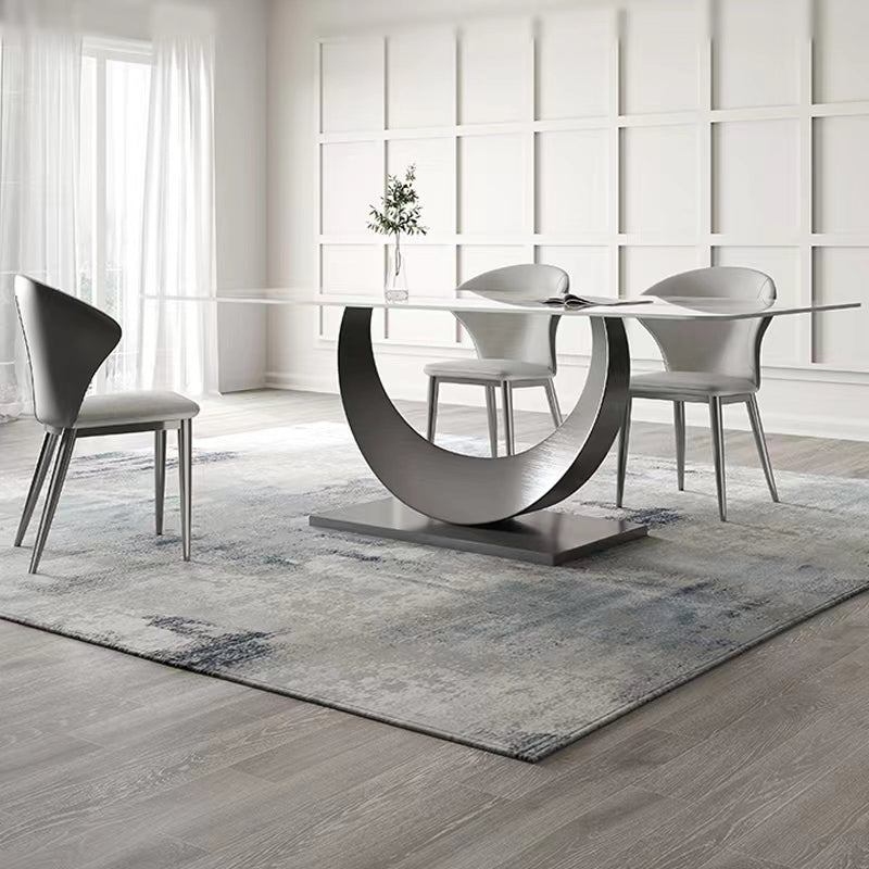 Designer Style Sintered Stone Top Dining Set 1/2/4/5/7 Pieces Dining Table with Chairs Clearhalo 'Dining Room Sets' 'Dining Tables & Seating' 'dining_room_set' 'furn' 'furn_dining_room_set' 'Furniture' 'furniture_dining_room_set' 'Kitchen & Dining Furniture' 4855006