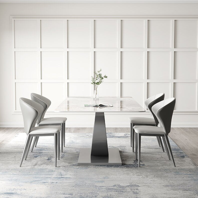 Designer Style Sintered Stone Top Dining Set 1/2/4/5/7 Pieces Dining Table with Chairs 5 Pieces: Table, 4 Chairs Clearhalo 'Dining Room Sets' 'Dining Tables & Seating' 'dining_room_set' 'furn' 'furn_dining_room_set' 'Furniture' 'furniture_dining_room_set' 'Kitchen & Dining Furniture' 4855007