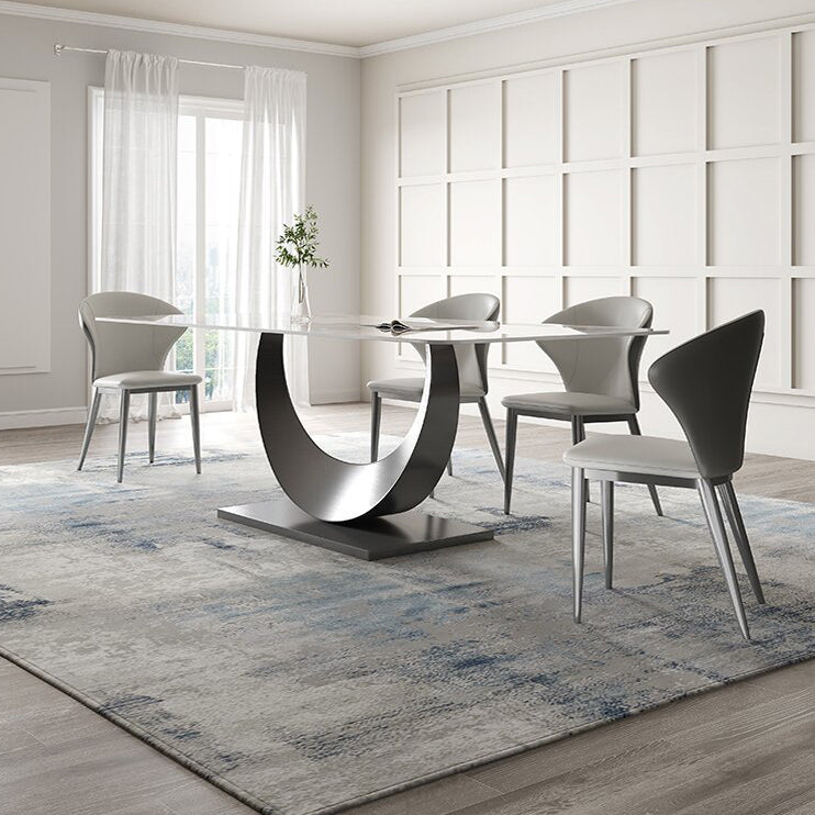 Designer Style Sintered Stone Top Dining Set 1/2/4/5/7 Pieces Dining Table with Chairs Clearhalo 'Dining Room Sets' 'Dining Tables & Seating' 'dining_room_set' 'furn' 'furn_dining_room_set' 'Furniture' 'furniture_dining_room_set' 'Kitchen & Dining Furniture' 4855011