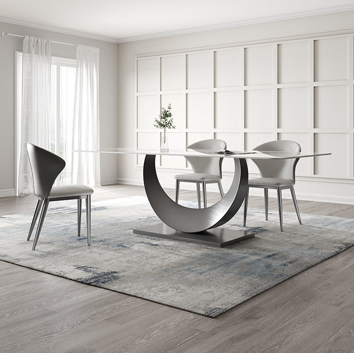 Designer Style Sintered Stone Top Dining Set 1/2/4/5/7 Pieces Dining Table with Chairs 4 Pieces: Table, 3 Chairs Clearhalo 'Dining Room Sets' 'Dining Tables & Seating' 'dining_room_set' 'furn' 'furn_dining_room_set' 'Furniture' 'furniture_dining_room_set' 'Kitchen & Dining Furniture' 4855013