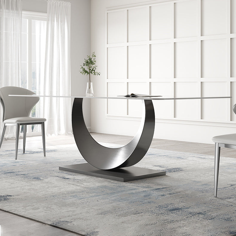 Designer Style Sintered Stone Top Dining Set 1/2/4/5/7 Pieces Dining Table with Chairs Clearhalo 'Dining Room Sets' 'Dining Tables & Seating' 'dining_room_set' 'furn' 'furn_dining_room_set' 'Furniture' 'furniture_dining_room_set' 'Kitchen & Dining Furniture' 4855020