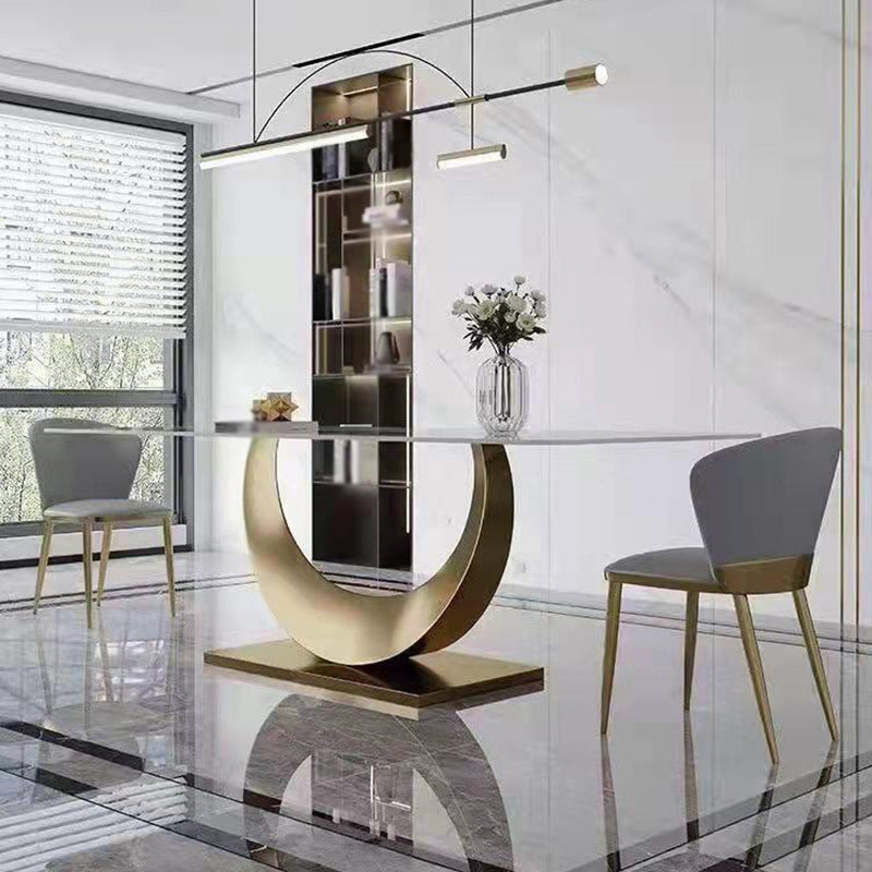 Designer Style Sintered Stone Top Dining Set 1/2/4/5/7 Pieces Dining Table with Chairs Clearhalo 'Dining Room Sets' 'Dining Tables & Seating' 'dining_room_set' 'furn' 'furn_dining_room_set' 'Furniture' 'furniture_dining_room_set' 'Kitchen & Dining Furniture' 4855021