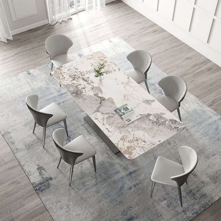 Designer Style Sintered Stone Top Dining Set 1/2/4/5/7 Pieces Dining Table with Chairs Clearhalo 'Dining Room Sets' 'Dining Tables & Seating' 'dining_room_set' 'furn' 'furn_dining_room_set' 'Furniture' 'furniture_dining_room_set' 'Kitchen & Dining Furniture' 4855022