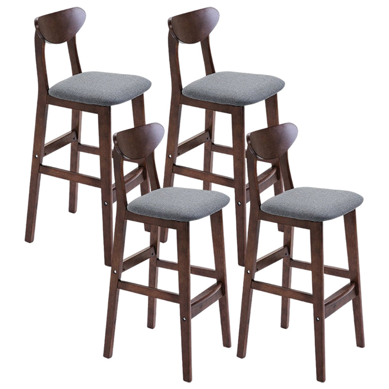 Minimalist Style Wooden Barstool for Home Use Upholstered Stools with Cushion Grey Brown Cotton Clearhalo 'Bar Furniture' 'Bar Stools' 'bar_stools' 'furn' 'furn_bar_stools' 'Furniture' 'furniture_bar_stools' 'Kitchen & Dining Furniture' 4855033