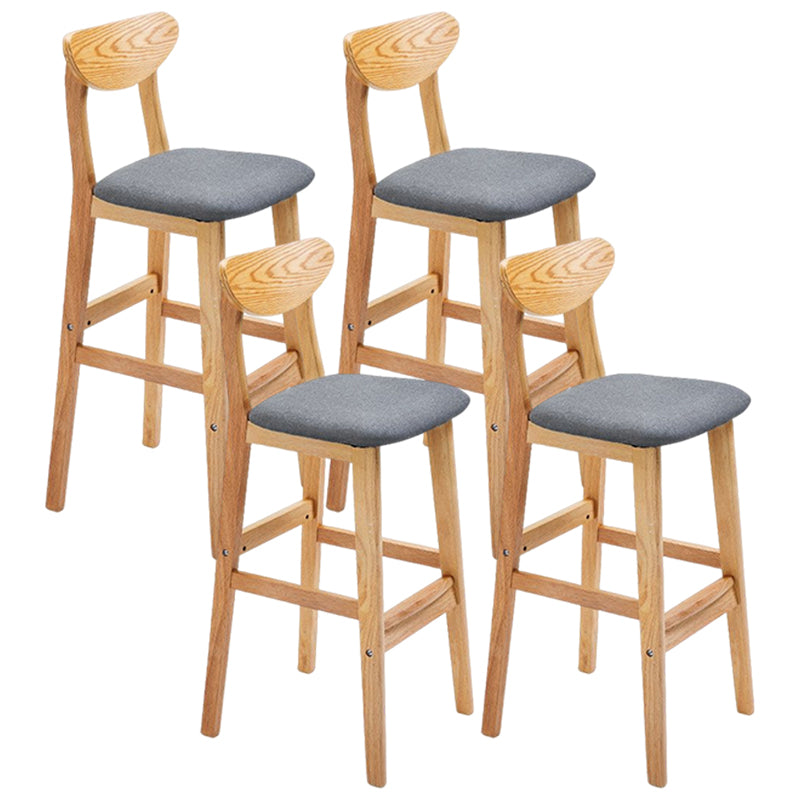 Minimalist Style Wooden Barstool for Home Use Upholstered Stools with Cushion Grey Natural Cotton Clearhalo 'Bar Furniture' 'Bar Stools' 'bar_stools' 'furn' 'furn_bar_stools' 'Furniture' 'furniture_bar_stools' 'Kitchen & Dining Furniture' 4855034
