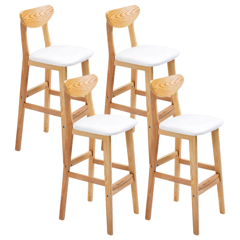 Minimalist Style Wooden Barstool for Home Use Upholstered Stools with Cushion White Natural Leather Clearhalo 'Bar Furniture' 'Bar Stools' 'bar_stools' 'furn' 'furn_bar_stools' 'Furniture' 'furniture_bar_stools' 'Kitchen & Dining Furniture' 4855039