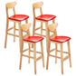 Minimalist Style Wooden Barstool for Home Use Upholstered Stools with Cushion Red Natural Leather Clearhalo 'Bar Furniture' 'Bar Stools' 'bar_stools' 'furn' 'furn_bar_stools' 'Furniture' 'furniture_bar_stools' 'Kitchen & Dining Furniture' 4855043