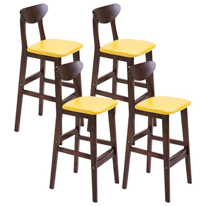 Minimalist Style Wooden Barstool for Home Use Upholstered Stools with Cushion Yellow Brown Leather Clearhalo 'Bar Furniture' 'Bar Stools' 'bar_stools' 'furn' 'furn_bar_stools' 'Furniture' 'furniture_bar_stools' 'Kitchen & Dining Furniture' 4855044