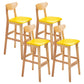 Minimalist Style Wooden Barstool for Home Use Upholstered Stools with Cushion Yellow Natural Leather Clearhalo 'Bar Furniture' 'Bar Stools' 'bar_stools' 'furn' 'furn_bar_stools' 'Furniture' 'furniture_bar_stools' 'Kitchen & Dining Furniture' 4855045