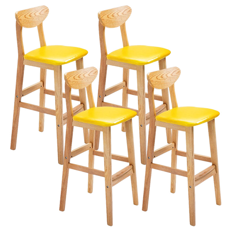 Minimalist Style Wooden Barstool for Home Use Upholstered Stools with Cushion Yellow Natural Leather Clearhalo 'Bar Furniture' 'Bar Stools' 'bar_stools' 'furn' 'furn_bar_stools' 'Furniture' 'furniture_bar_stools' 'Kitchen & Dining Furniture' 4855045