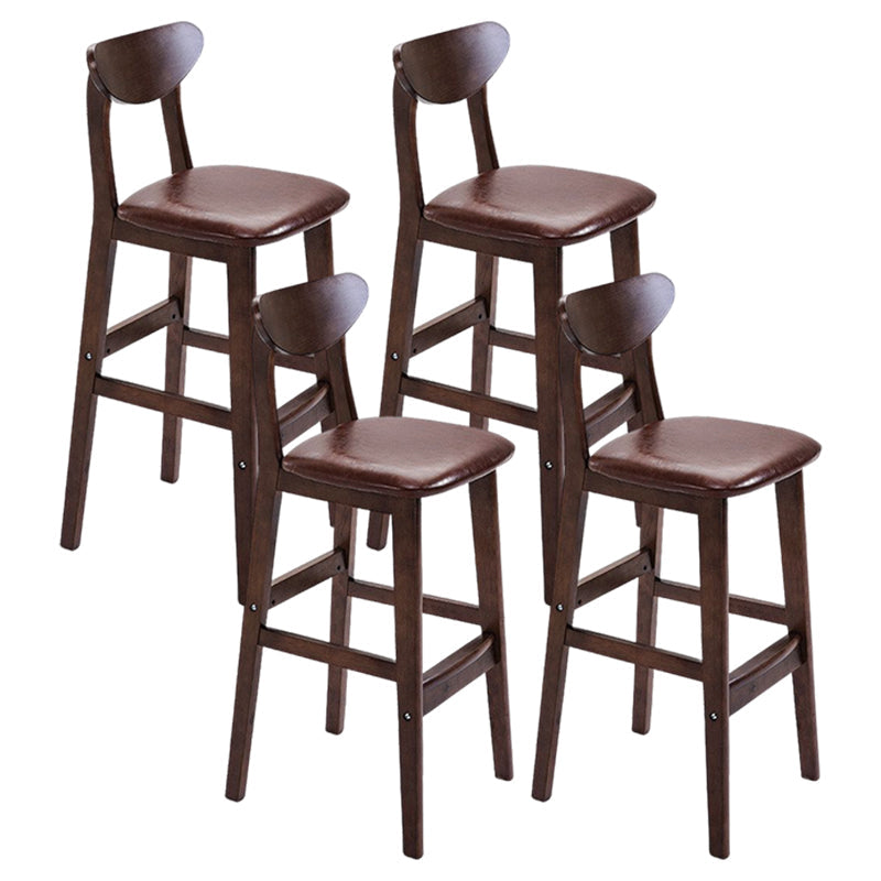 Minimalist Style Wooden Barstool for Home Use Upholstered Stools with Cushion Brown Brown Leather Clearhalo 'Bar Furniture' 'Bar Stools' 'bar_stools' 'furn' 'furn_bar_stools' 'Furniture' 'furniture_bar_stools' 'Kitchen & Dining Furniture' 4855046