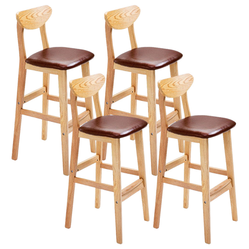Minimalist Style Wooden Barstool for Home Use Upholstered Stools with Cushion Brown Natural Leather Clearhalo 'Bar Furniture' 'Bar Stools' 'bar_stools' 'furn' 'furn_bar_stools' 'Furniture' 'furniture_bar_stools' 'Kitchen & Dining Furniture' 4855047