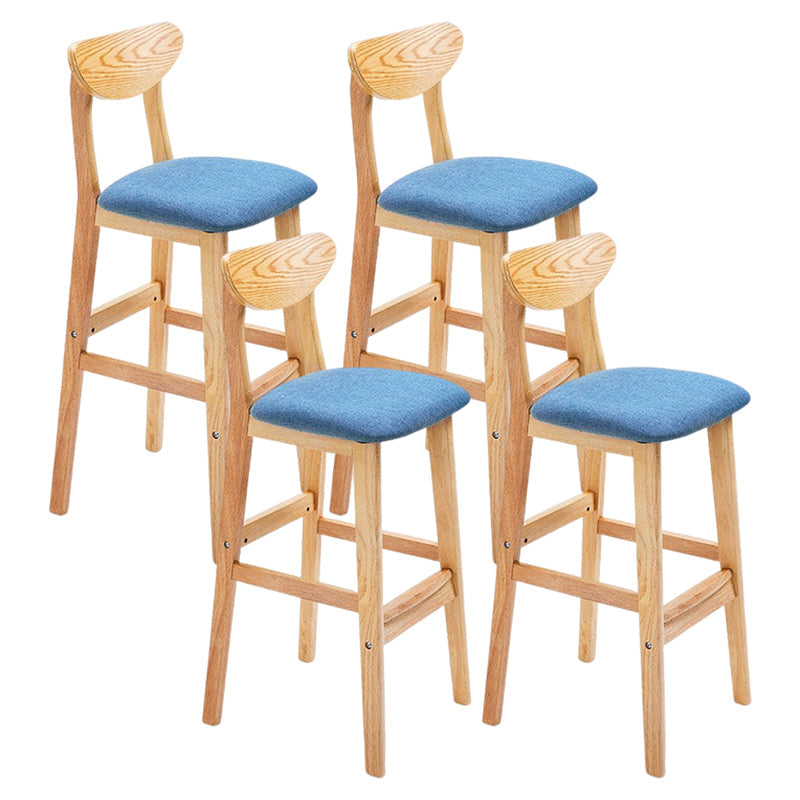 Minimalist Style Wooden Barstool for Home Use Upholstered Stools with Cushion Blue Natural Cotton Clearhalo 'Bar Furniture' 'Bar Stools' 'bar_stools' 'furn' 'furn_bar_stools' 'Furniture' 'furniture_bar_stools' 'Kitchen & Dining Furniture' 4855048