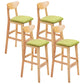 Minimalist Style Wooden Barstool for Home Use Upholstered Stools with Cushion Green Natural Cotton Clearhalo 'Bar Furniture' 'Bar Stools' 'bar_stools' 'furn' 'furn_bar_stools' 'Furniture' 'furniture_bar_stools' 'Kitchen & Dining Furniture' 4855049