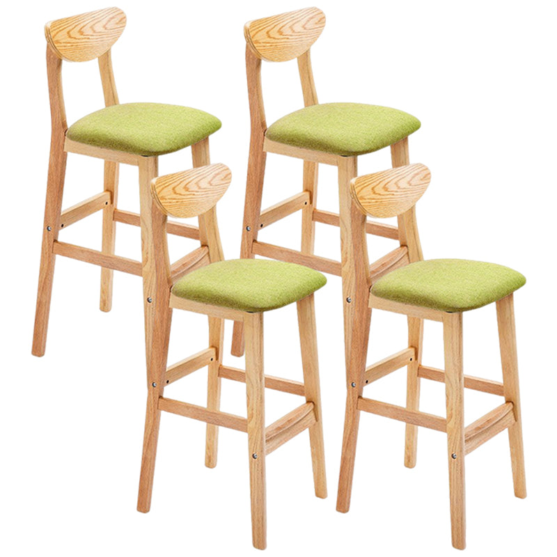 Minimalist Style Wooden Barstool for Home Use Upholstered Stools with Cushion Green Natural Cotton Clearhalo 'Bar Furniture' 'Bar Stools' 'bar_stools' 'furn' 'furn_bar_stools' 'Furniture' 'furniture_bar_stools' 'Kitchen & Dining Furniture' 4855049