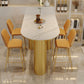 Glam Iron Bar Dining Table with White Stone Top Indoor Bistro Table Clearhalo 'Bar Furniture' 'Bar Tables' 'bar_tables' 'furn' 'furn_bar_tables' 'Furniture' 'furniture_bar_tables' 'Kitchen & Dining Furniture' 4855082