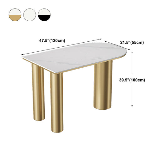 Glam Iron Bar Dining Table with White Stone Top Indoor Bistro Table Clearhalo 'Bar Furniture' 'Bar Tables' 'bar_tables' 'furn' 'furn_bar_tables' 'Furniture' 'furniture_bar_tables' 'Kitchen & Dining Furniture' 4855085