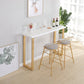 Glam Iron Indoor Bar Dining Table Rectangle White Wood Bistro Table with Sled Pedestal 110.2"L x 15.7"W x 41.3"H Without Chairs Clearhalo 'Bar Furniture' 'Bar Tables' 'bar_tables' 'furn' 'furn_bar_tables' 'Furniture' 'furniture_bar_tables' 'Kitchen & Dining Furniture' 4855091