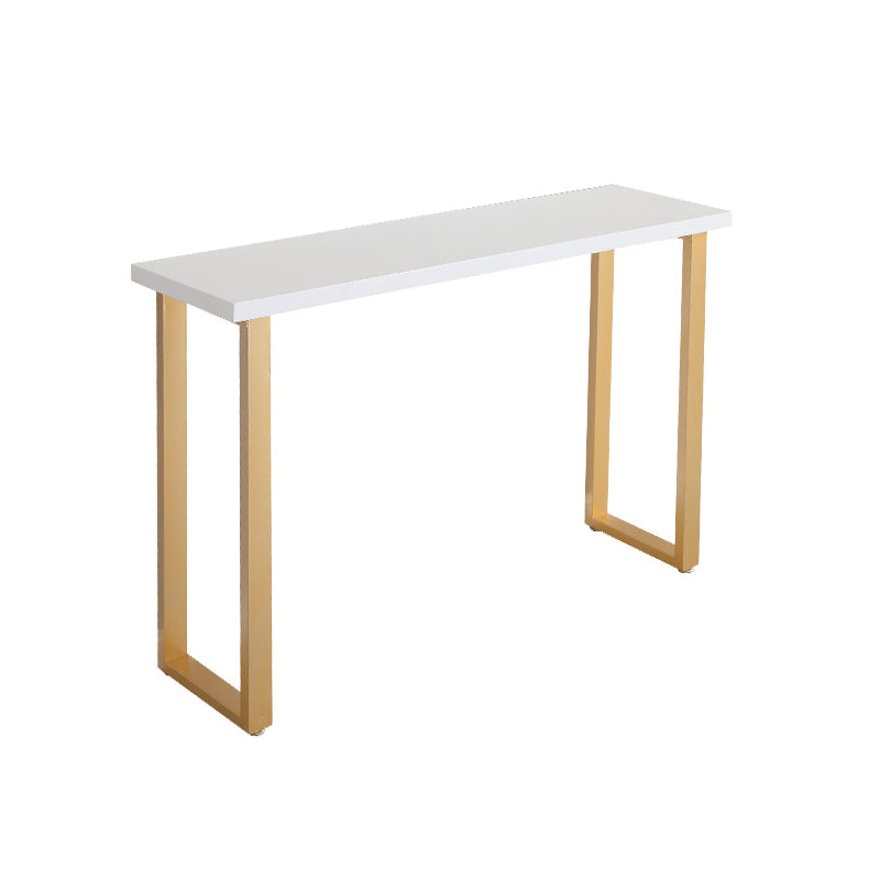 Glam Iron Indoor Bar Dining Table Rectangle White Wood Bistro Table with Sled Pedestal Without Chairs Clearhalo 'Bar Furniture' 'Bar Tables' 'bar_tables' 'furn' 'furn_bar_tables' 'Furniture' 'furniture_bar_tables' 'Kitchen & Dining Furniture' 4855094