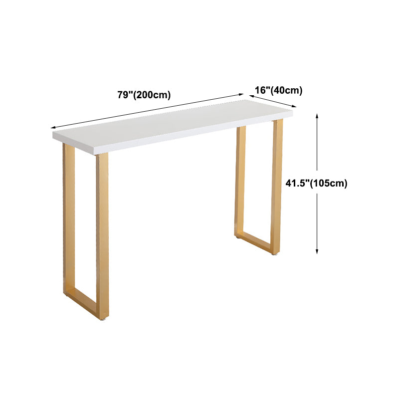 Glam Iron Indoor Bar Dining Table Rectangle White Wood Bistro Table with Sled Pedestal Clearhalo 'Bar Furniture' 'Bar Tables' 'bar_tables' 'furn' 'furn_bar_tables' 'Furniture' 'furniture_bar_tables' 'Kitchen & Dining Furniture' 4855103