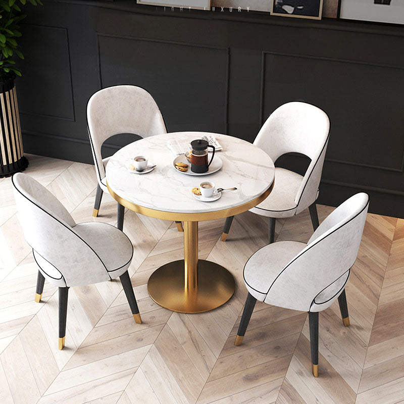 1/2/5 Pieces Glam Dining Room Set Sintered Stone Table Dining Set 5 Pieces: Table, 4 Beige Chairs Clearhalo 'Dining Room Sets' 'Dining Tables & Seating' 'dining_room_set' 'furn' 'furn_dining_room_set' 'Furniture' 'furniture_dining_room_set' 'Kitchen & Dining Furniture' 4855163