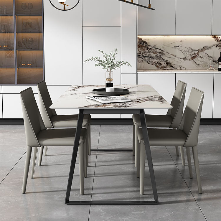 Modern 1/4/5/7 Pieces Dinette Set with Sintered Stone Top Rectangle Dining Table Set 5 Pieces: Table, 4 Grey Chairs Clearhalo 'Dining Room Sets' 'Dining Tables & Seating' 'dining_room_set' 'furn' 'furn_dining_room_set' 'Furniture' 'furniture_dining_room_set' 'Kitchen & Dining Furniture' 4855187