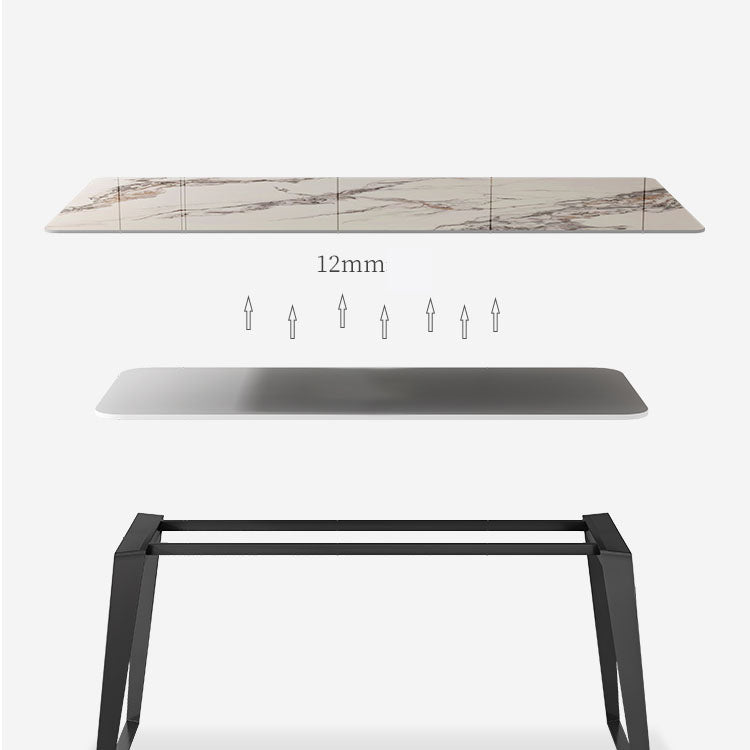 Modern 1/4/5/7 Pieces Dinette Set with Sintered Stone Top Rectangle Dining Table Set Clearhalo 'Dining Room Sets' 'Dining Tables & Seating' 'dining_room_set' 'furn' 'furn_dining_room_set' 'Furniture' 'furniture_dining_room_set' 'Kitchen & Dining Furniture' 4855189