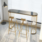 Glam Iron Bistro Table Stone Top Oval Indoor Bar Dining Table with 2-Shelf 70.9"L x 15.7"W x 41.3"H Gold Black Clearhalo 'Bar Furniture' 'Bar Tables' 'bar_tables' 'furn' 'furn_bar_tables' 'Furniture' 'furniture_bar_tables' 'Kitchen & Dining Furniture' 4855202