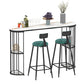 Glam Iron Bistro Table Stone Top Oval Indoor Bar Dining Table with 2-Shelf Black White Clearhalo 'Bar Furniture' 'Bar Tables' 'bar_tables' 'furn' 'furn_bar_tables' 'Furniture' 'furniture_bar_tables' 'Kitchen & Dining Furniture' 4855204