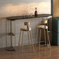 Glam Iron Bistro Table Stone Top Oval Indoor Bar Dining Table with 2-Shelf 63"L x 15.7"W x 41.3"H Gold Black Clearhalo 'Bar Furniture' 'Bar Tables' 'bar_tables' 'furn' 'furn_bar_tables' 'Furniture' 'furniture_bar_tables' 'Kitchen & Dining Furniture' 4855205