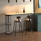 Glam Iron Bistro Table Stone Top Oval Indoor Bar Dining Table with 2-Shelf 63"L x 15.7"W x 41.3"H Black White Clearhalo 'Bar Furniture' 'Bar Tables' 'bar_tables' 'furn' 'furn_bar_tables' 'Furniture' 'furniture_bar_tables' 'Kitchen & Dining Furniture' 4855206