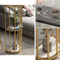 Glam Iron Bistro Table Stone Top Oval Indoor Bar Dining Table with 2-Shelf Clearhalo 'Bar Furniture' 'Bar Tables' 'bar_tables' 'furn' 'furn_bar_tables' 'Furniture' 'furniture_bar_tables' 'Kitchen & Dining Furniture' 4855211
