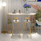 Glam Iron Bistro Table Stone Top Oval Indoor Bar Dining Table with 2-Shelf Clearhalo 'Bar Furniture' 'Bar Tables' 'bar_tables' 'furn' 'furn_bar_tables' 'Furniture' 'furniture_bar_tables' 'Kitchen & Dining Furniture' 4855213