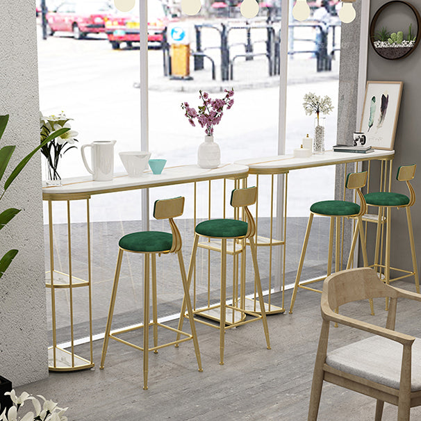 Glam Iron Bistro Table Stone Top Oval Indoor Bar Dining Table with 2-Shelf Clearhalo 'Bar Furniture' 'Bar Tables' 'bar_tables' 'furn' 'furn_bar_tables' 'Furniture' 'furniture_bar_tables' 'Kitchen & Dining Furniture' 4855216