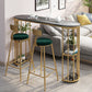 Glam Iron Bistro Table Stone Top Oval Indoor Bar Dining Table with 2-Shelf Clearhalo 'Bar Furniture' 'Bar Tables' 'bar_tables' 'furn' 'furn_bar_tables' 'Furniture' 'furniture_bar_tables' 'Kitchen & Dining Furniture' 4855218
