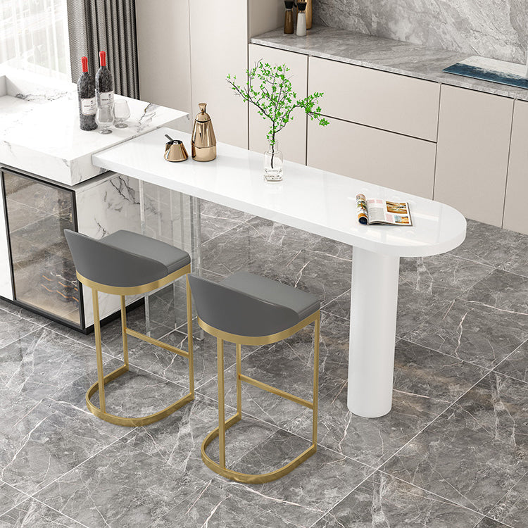 Modern Iron Bar Dining Table with Stone Top Engineered Wood Indoor Bistro Table White Without Chairs Clearhalo 'Bar Furniture' 'Bar Tables' 'bar_tables' 'furn' 'furn_bar_tables' 'Furniture' 'furniture_bar_tables' 'Kitchen & Dining Furniture' 4855225