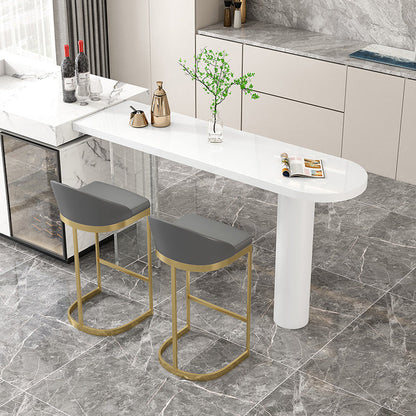 Modern Iron Bar Dining Table with Stone Top Engineered Wood Indoor Bistro Table White Without Chairs Clearhalo 'Bar Furniture' 'Bar Tables' 'bar_tables' 'furn' 'furn_bar_tables' 'Furniture' 'furniture_bar_tables' 'Kitchen & Dining Furniture' 4855225
