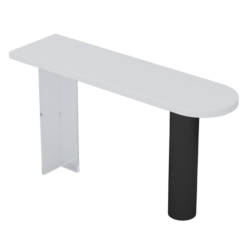 Modern Iron Bar Dining Table with Stone Top Engineered Wood Indoor Bistro Table White-Black Without Chairs Clearhalo 'Bar Furniture' 'Bar Tables' 'bar_tables' 'furn' 'furn_bar_tables' 'Furniture' 'furniture_bar_tables' 'Kitchen & Dining Furniture' 4855228