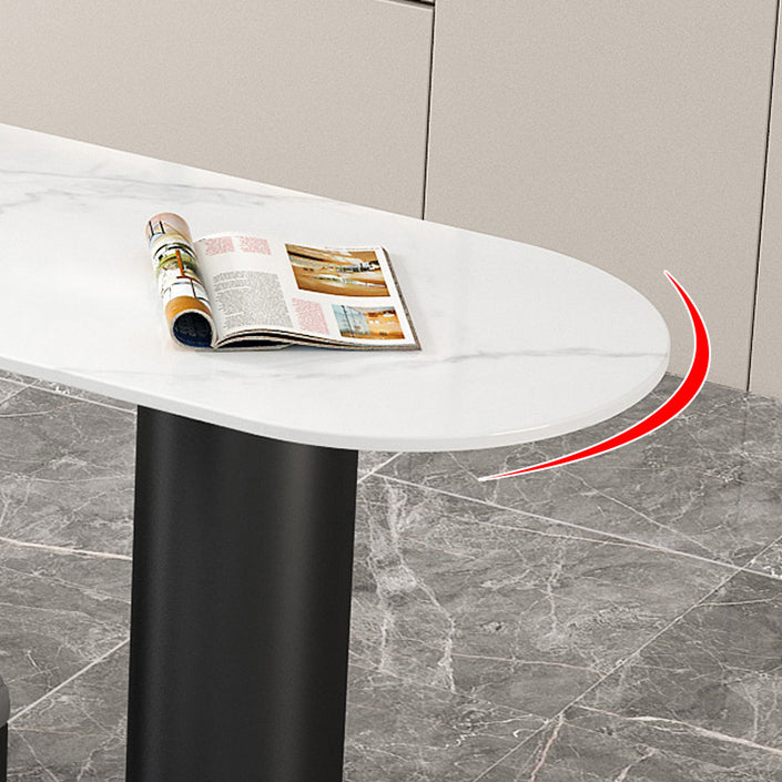 Modern Iron Bar Dining Table with Stone Top Engineered Wood Indoor Bistro Table Clearhalo 'Bar Furniture' 'Bar Tables' 'bar_tables' 'furn' 'furn_bar_tables' 'Furniture' 'furniture_bar_tables' 'Kitchen & Dining Furniture' 4855230