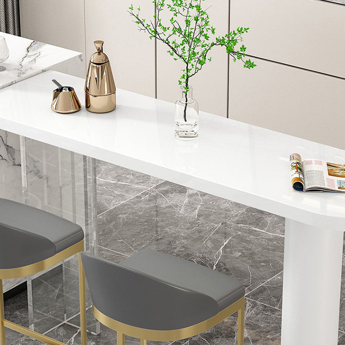 Modern Iron Bar Dining Table with Stone Top Engineered Wood Indoor Bistro Table Clearhalo 'Bar Furniture' 'Bar Tables' 'bar_tables' 'furn' 'furn_bar_tables' 'Furniture' 'furniture_bar_tables' 'Kitchen & Dining Furniture' 4855232