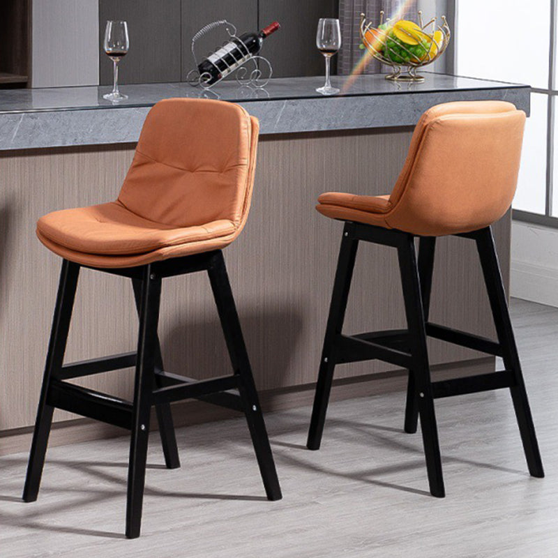Scandinavian Upholstered Footrest Low Back Stool 27.95'' Rubberwood Bar Stool Clearhalo 'Bar Furniture' 'Bar Stools' 'bar_stools' 'Furniture' 'furniture_bar_stools' 'Kitchen & Dining Furniture' 4855269