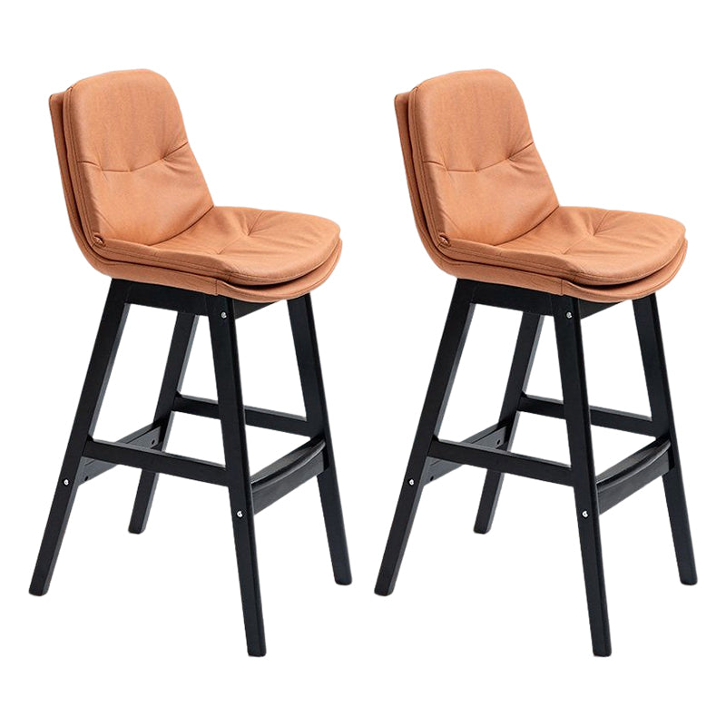 Scandinavian Upholstered Footrest Low Back Stool 27.95'' Rubberwood Bar Stool Orange Black Set of 2 Clearhalo 'Bar Furniture' 'Bar Stools' 'bar_stools' 'Furniture' 'furniture_bar_stools' 'Kitchen & Dining Furniture' 4855272
