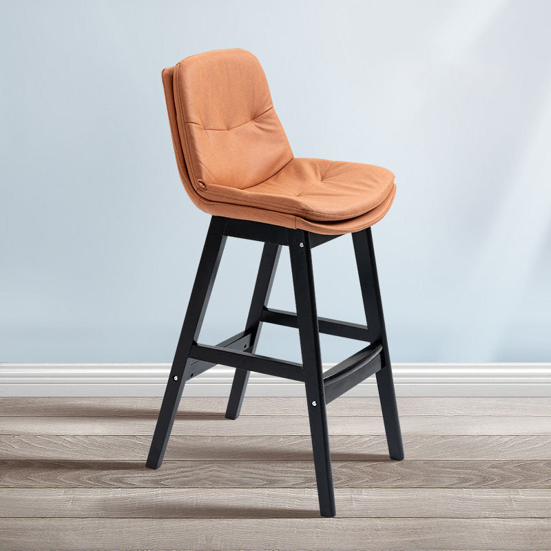 Scandinavian Upholstered Footrest Low Back Stool 27.95'' Rubberwood Bar Stool Clearhalo 'Bar Furniture' 'Bar Stools' 'bar_stools' 'Furniture' 'furniture_bar_stools' 'Kitchen & Dining Furniture' 4855273