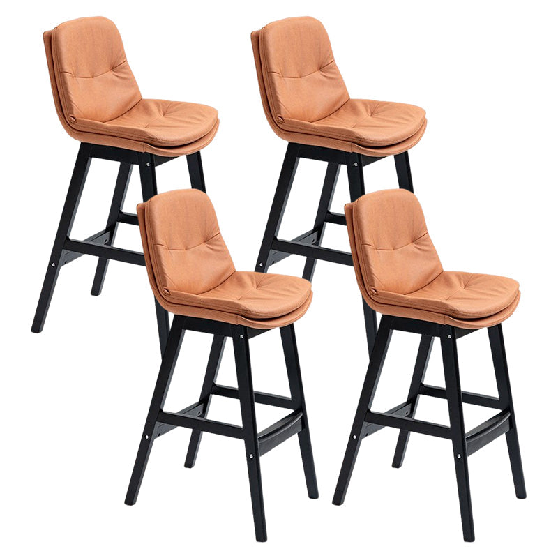 Scandinavian Upholstered Footrest Low Back Stool 27.95'' Rubberwood Bar Stool Orange Black Set of 4 Clearhalo 'Bar Furniture' 'Bar Stools' 'bar_stools' 'Furniture' 'furniture_bar_stools' 'Kitchen & Dining Furniture' 4855274