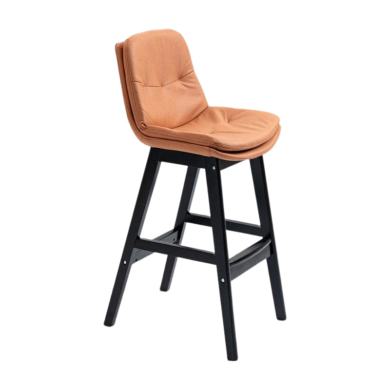 Scandinavian Upholstered Footrest Low Back Stool 27.95'' Rubberwood Bar Stool Clearhalo 'Bar Furniture' 'Bar Stools' 'bar_stools' 'Furniture' 'furniture_bar_stools' 'Kitchen & Dining Furniture' 4855278