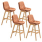 Scandinavian Upholstered Footrest Low Back Stool 27.95'' Rubberwood Bar Stool Orange Natural Set of 4 Clearhalo 'Bar Furniture' 'Bar Stools' 'bar_stools' 'Furniture' 'furniture_bar_stools' 'Kitchen & Dining Furniture' 4855280