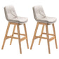 Scandinavian Upholstered Footrest Low Back Stool 27.95'' Rubberwood Bar Stool Off-White Natural Set of 2 Clearhalo 'Bar Furniture' 'Bar Stools' 'bar_stools' 'Furniture' 'furniture_bar_stools' 'Kitchen & Dining Furniture' 4855288